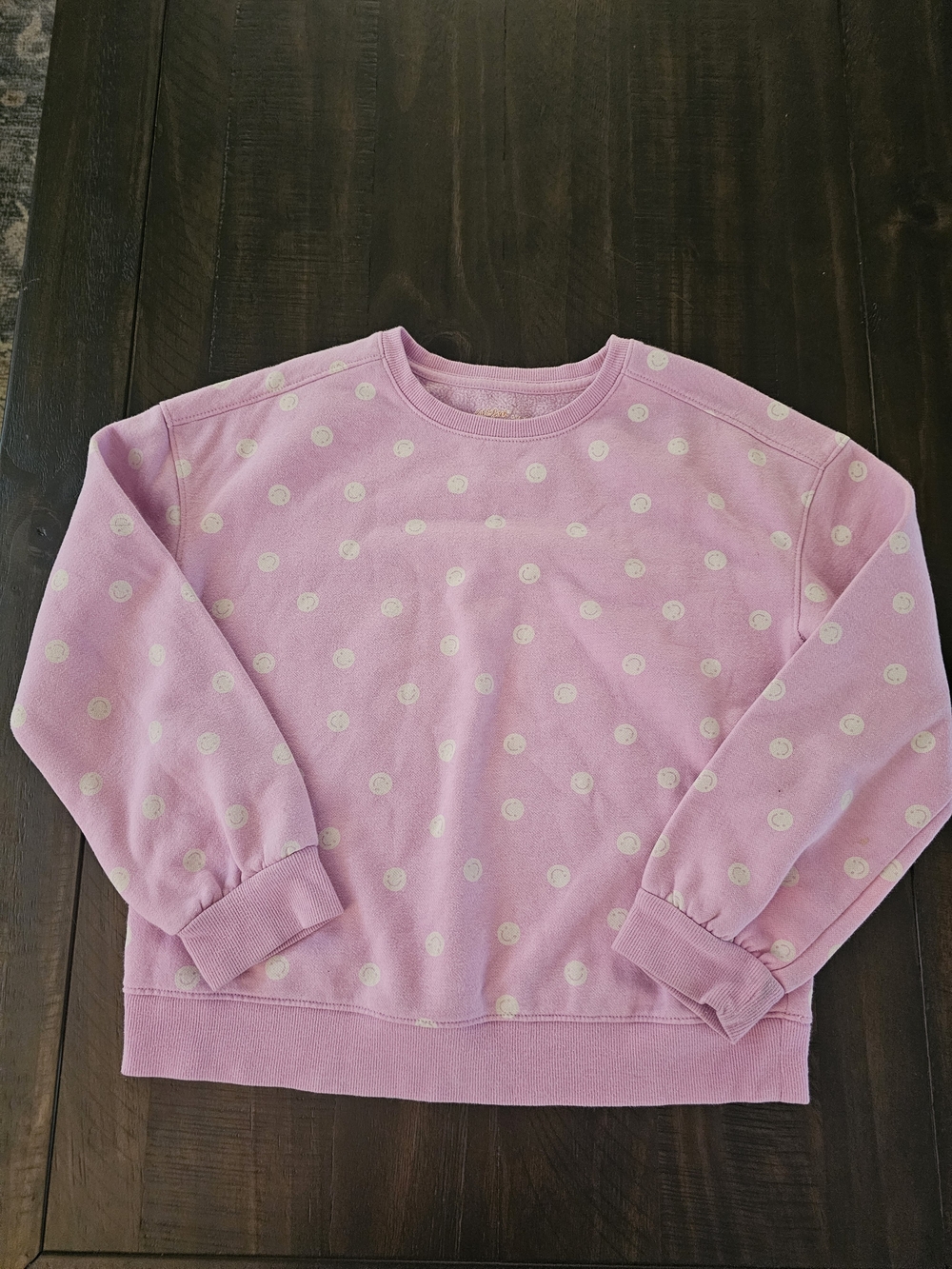 Cat & Jack Pink Smiley Face Polka Dot Crewneck Sweater